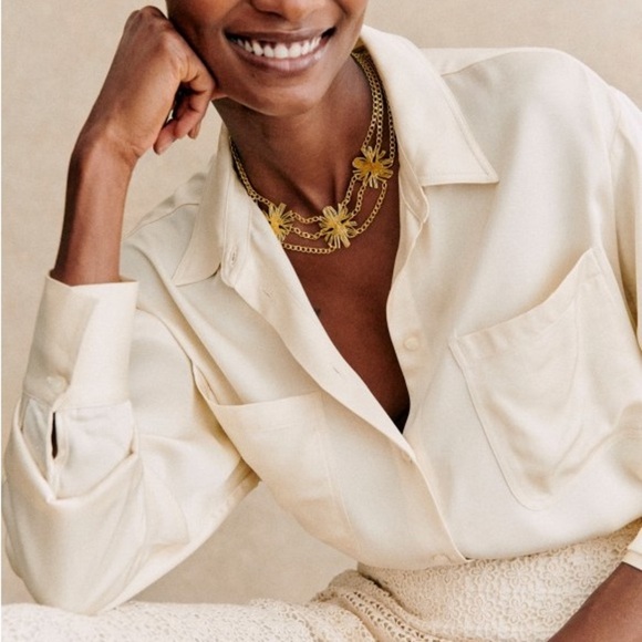 SEZANE Maxence Shirt in Cream - Picture 2 of 8